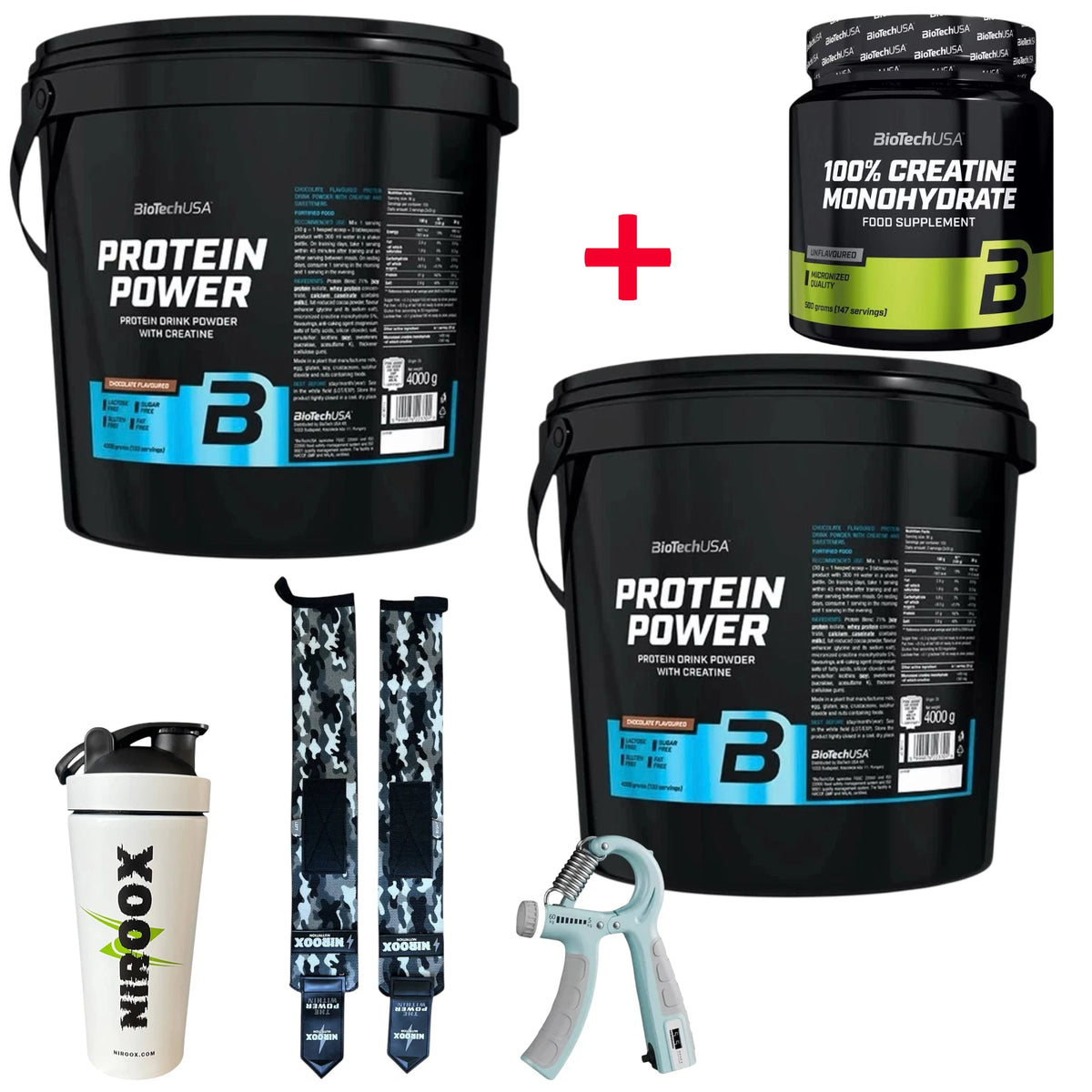 2 x BioTech USA - Protein Power - 4000 g - Soja-Isolat + Creatine 500 gr + Bonus