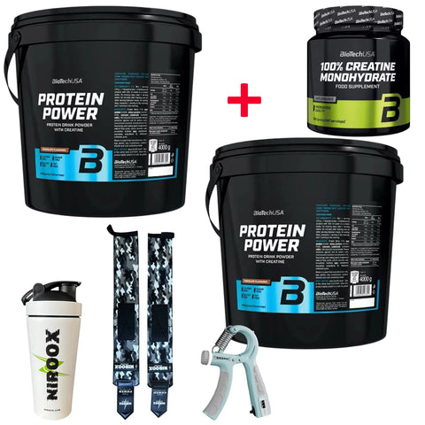2 x BioTech USA - Protein Power - 4000 g - Soja-Isolat + Creatine 500 gr + Bonus