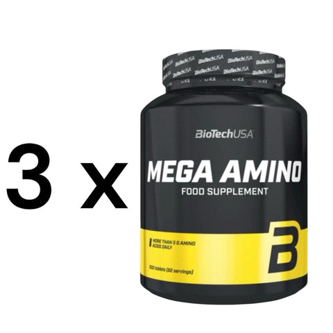 BiotechUSA Mega Amino 500 Tabletten Nahrungsergänz<wbr/>ungsmittel / 3 x 500 Tabletten