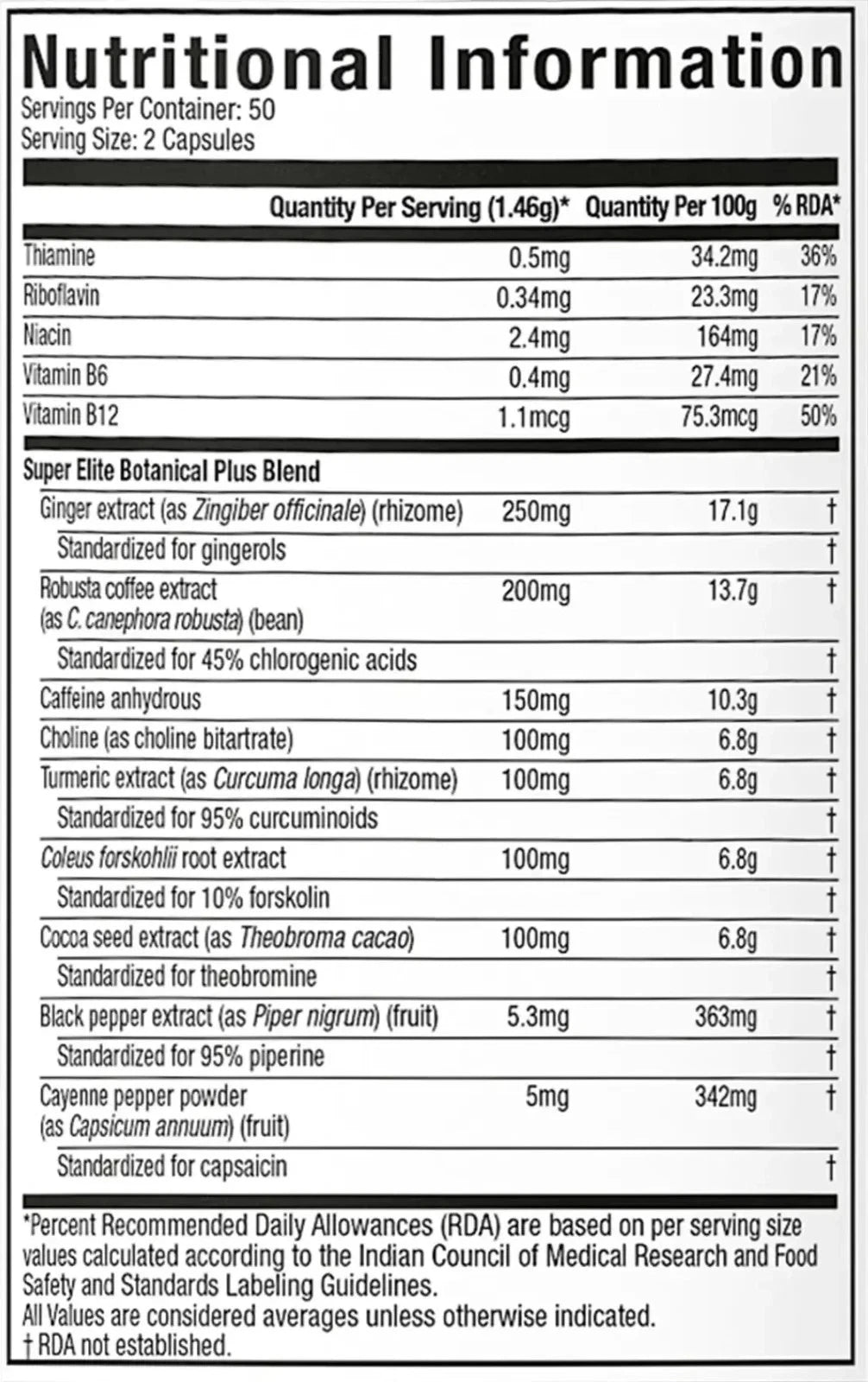 MuscleTech Hardcore Elite 100 Caps / 50 Serving - Fat Burner