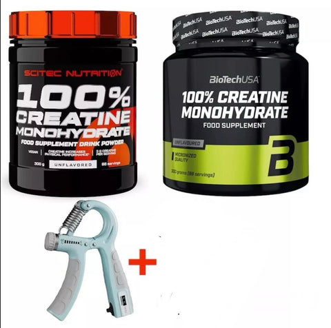 Scitec + BioTech Kreatin-Monohydrat 2 x 300g + Handtrainer | Bundle - NirooX NutritionNirooX Nutrition