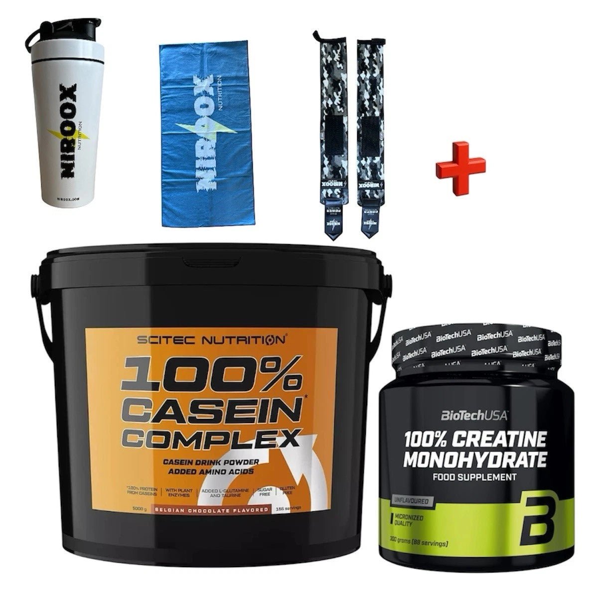 Scitec Nutrition 100% Casein Complex Protein 5000g + Biotech USA Creatin 300 gr - NirooX NutritionBioTech USA