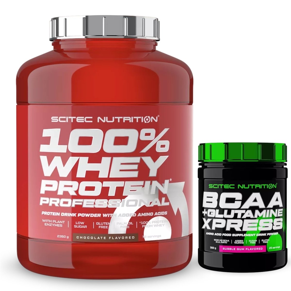 Scitec Nutrition 100% Whey Protein Professional 2350g plus BCAA Xpress 300g Bundle für Muskelaufbau mit Aminosäuren und Enzymen