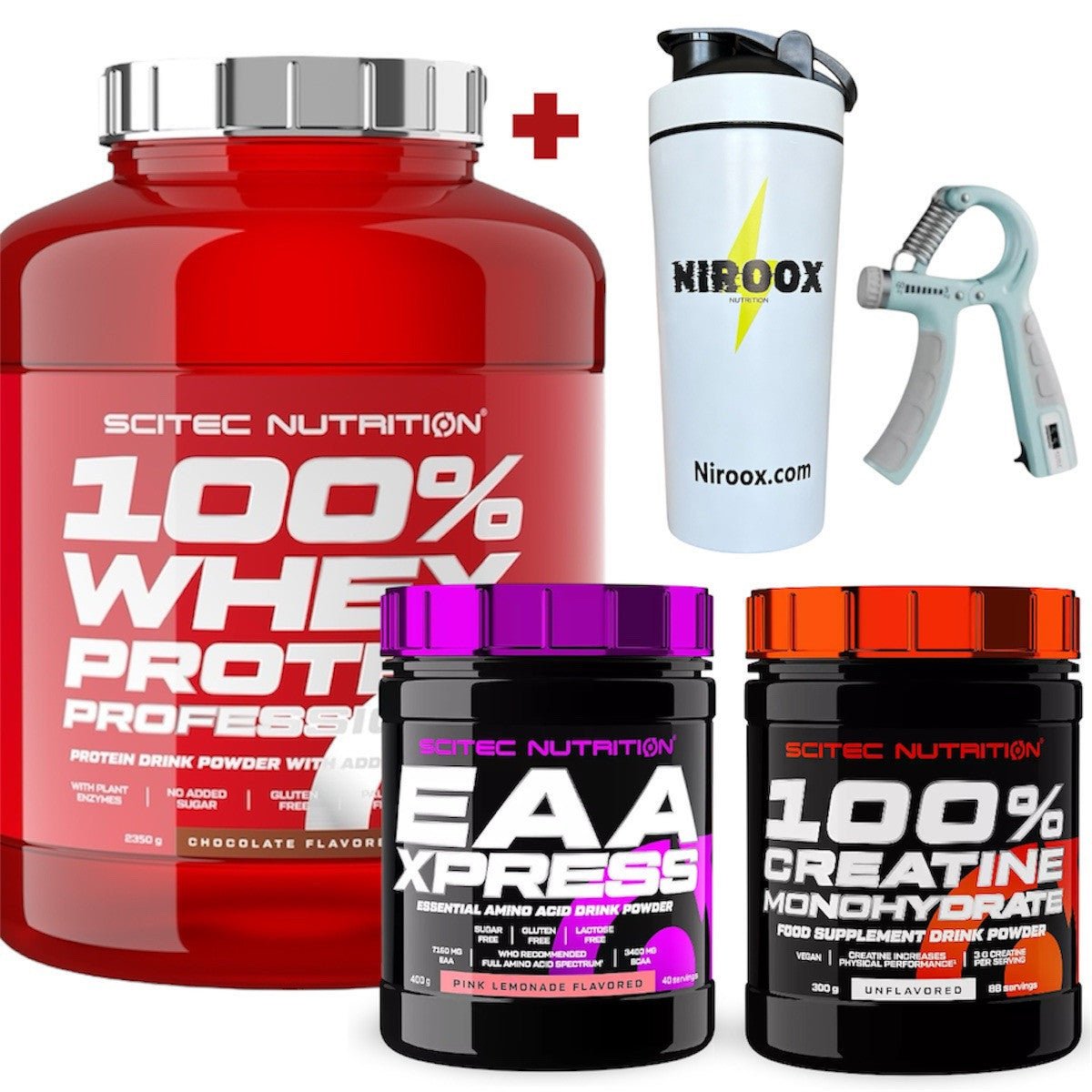 Scitec Nutrition 100% Whey Protein 2350g Creatine 300g EAA 400g Bundle Muskelaufbau NirooX