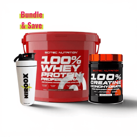 Scitec Nutrition 100% Whey Protein Professional 5kg + Kreatin 500gr+ Shaker | Muskelaufbau Komplettpaket - NirooX NutritionProteinScitec Nutrition