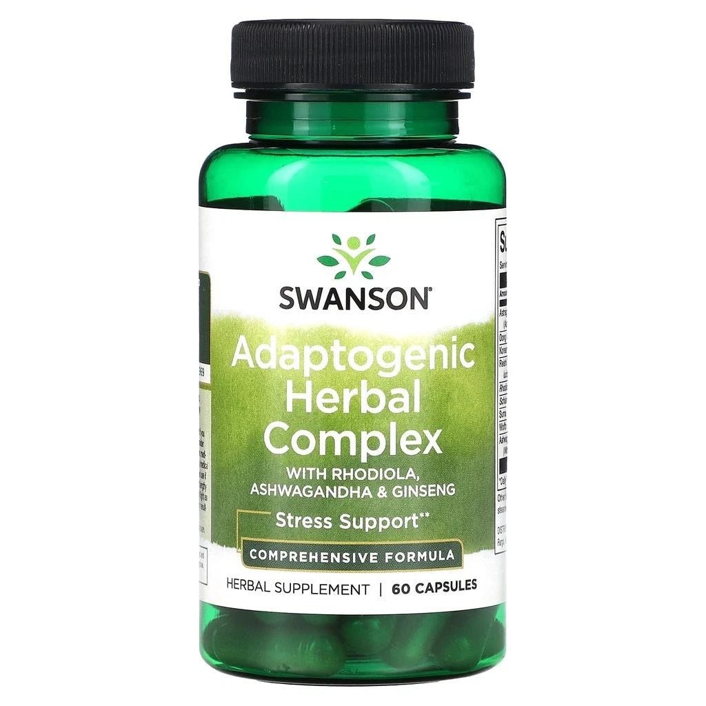 Swanson Adaptogenic Herbal Complex – 60 Kapseln | Rhodiola, Ashwagandha & Ginseng - NirooX NutritionNirooX Nutrition