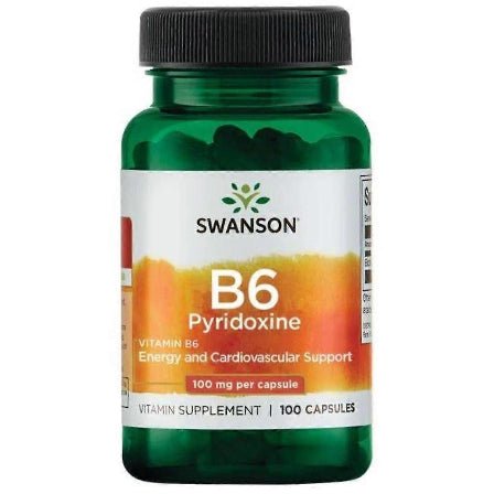 Swanson Vitamin B - 6 (Pyridoxin) 100mg – 100 Kapseln | Energie & Herz - Kreislauf - NirooX NutritionNirooX Nutrition